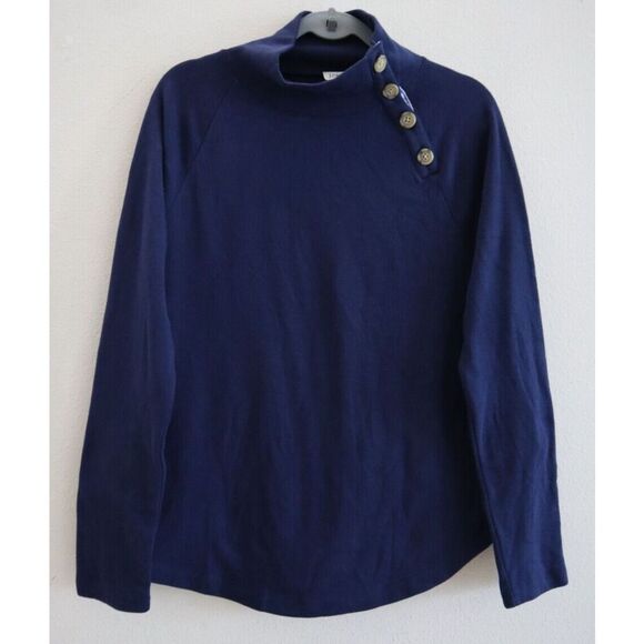 J. Crew BT357 Women's Sz S Blue Wide Button-Collar Pullover Sweatshirt - Picture 1 of 8